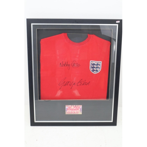 79 - England World Cup 1966 Replica Shirt Signed by Nobby Stiles and George Cohen in Framed and Glazed Mo... 