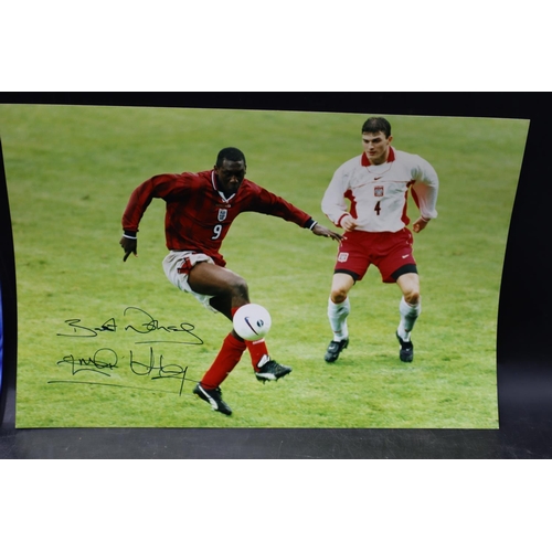 82 - Two Football Signed Photos. Emile Heskey and Neil Young ( Man City 1971)