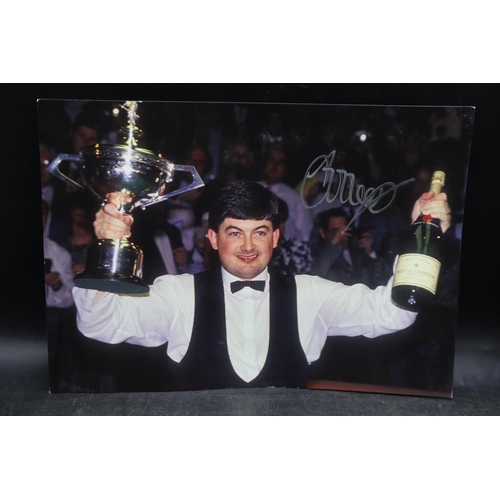 92 - Six Autographed Snooker Photos. Stephen Hendry, Jimmy White, John Parrot, Cliff Thorburn, John Virgo... 