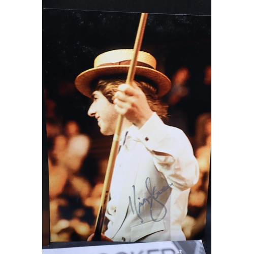 92 - Six Autographed Snooker Photos. Stephen Hendry, Jimmy White, John Parrot, Cliff Thorburn, John Virgo... 