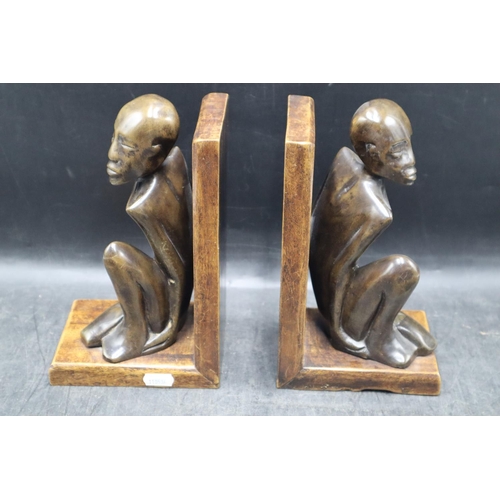 134 - Pair of Hand Carved Tribal Bookends