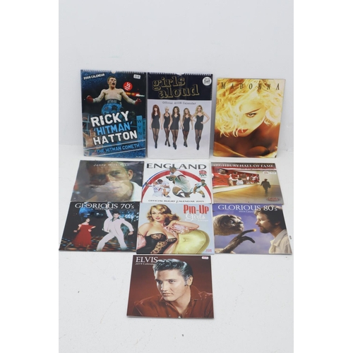 284 - Selection of 10 Calendars including Elvis, Girls Aloud, Pin Up Girls and More