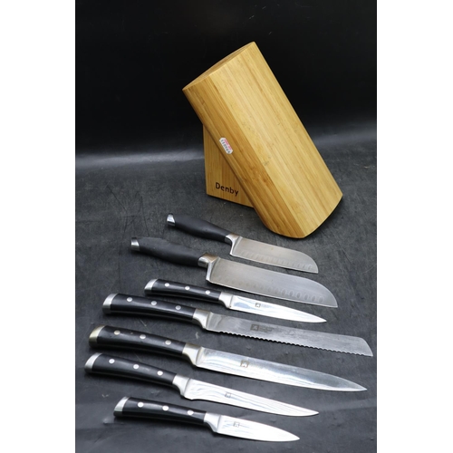 287 - Selection of 7 Kitchen Knives in Wooden Block