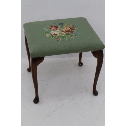 354 - Embroidered Queen Ann Stool approx 17