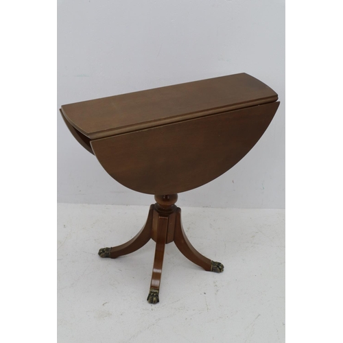 224 - Mid Century Occasional Drop Side Table with brass Clawed feet 22