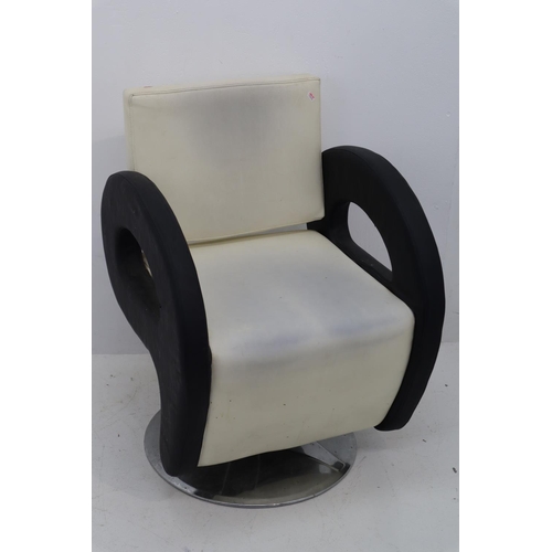 360 - Italian Style Faux Leather Swivel Chair In Cream and Black