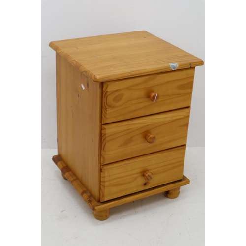 372 - Pine Three Drawer Bedside Table 24