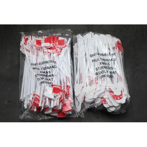 428 - Two Bags of Christmas Top Hat Cocktail Stirrers (100 per bag)