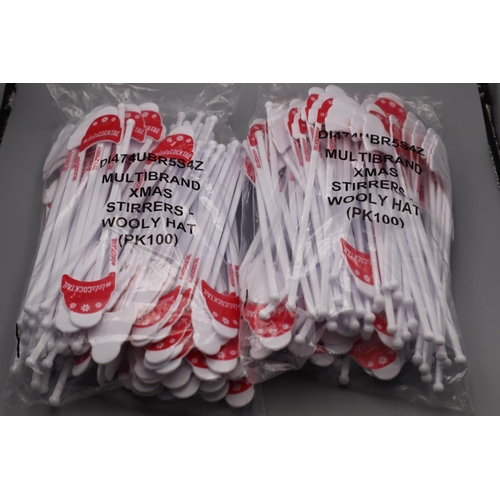 429 - Two Bags of Christmas Wooly Hat Cocktail Stirrers (100 per bag)