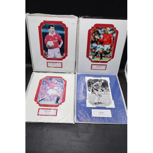 455 - Four Framed Photographs of Footballers Includes Eric Cantona, Bryan Robson Peter Bonetti and Paul Sc... 