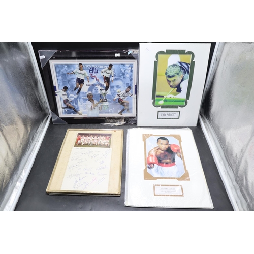 466 - Mixed Selection Including Wigan Rugby Signatures , Sugar Ray Leonard , John Parrot, and a Framed Owe... 