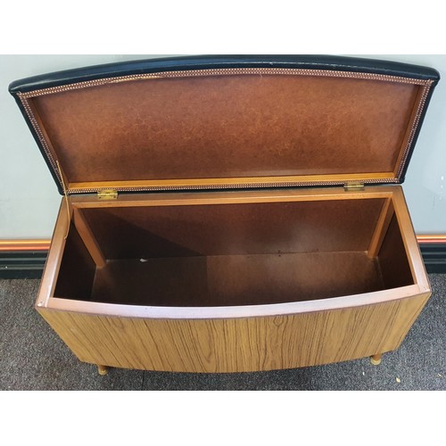 4 - A Mid Century Bedding Box With Black Vinyl Upholstered Top .
