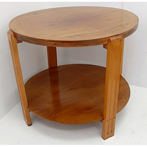 19 - Round Coffee Table With Magazine Shelf . Approx 24