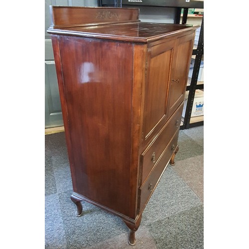 23 - A Queen Anne Style Tallboy Cabinet With 2 Large Drawers . Measures 3ft Wide x 4ft 2