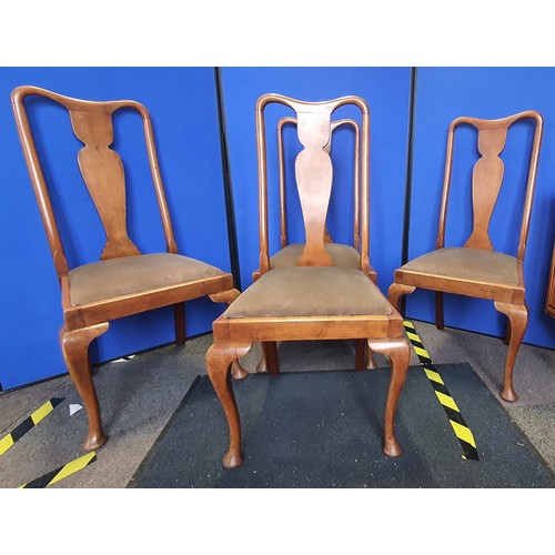 24 - Set of 4 Queen Anne Style High Back Dining Chairs.