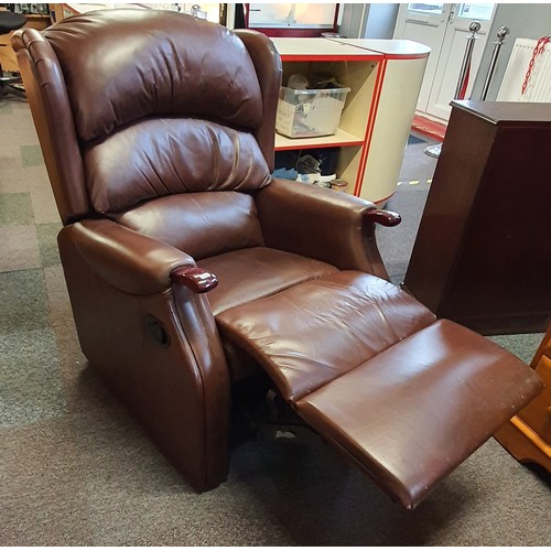 29 - A Brown Leather / Faux Leather Manual Recliner Chair