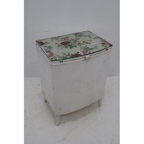 42 - A Vintage Lidded Linen Box , Lloyd Loom Style