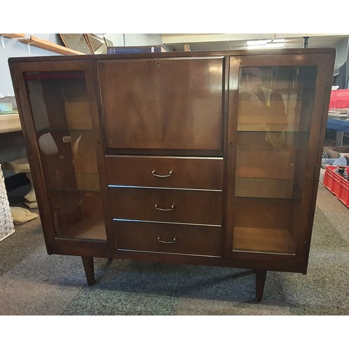 50 - A Display Book Case / Lockable Writing Desk With Drawers. Measures 47Inches x 12 Inches x 43