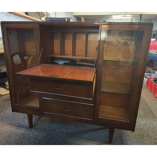 50 - A Display Book Case / Lockable Writing Desk With Drawers. Measures 47Inches x 12 Inches x 43