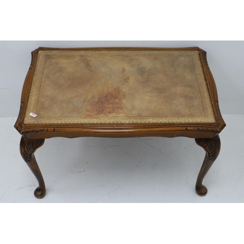 74 - Leather Inlaid Glass Topped Coffee Table (28