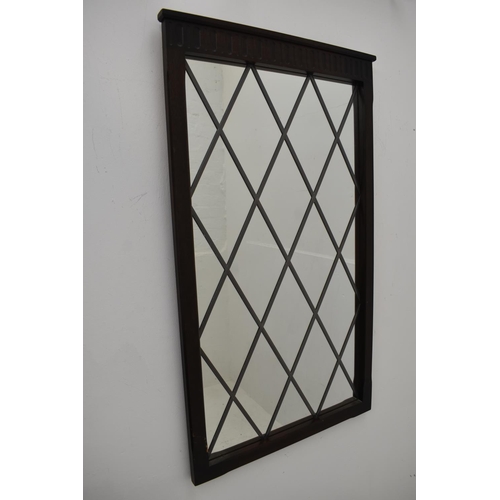 64 - Old Charm Style Wood Framed Leaded Glass Mirror (39