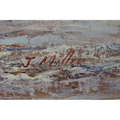 67 - J Miller Oil on Canvass of Beech Scene in Decorative Gilt Frame (41