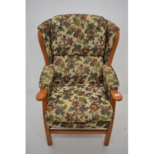 79 - Traditional Wing Backed Fabric Covered Fireside Chair