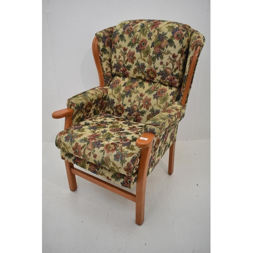 79 - Traditional Wing Backed Fabric Covered Fireside Chair