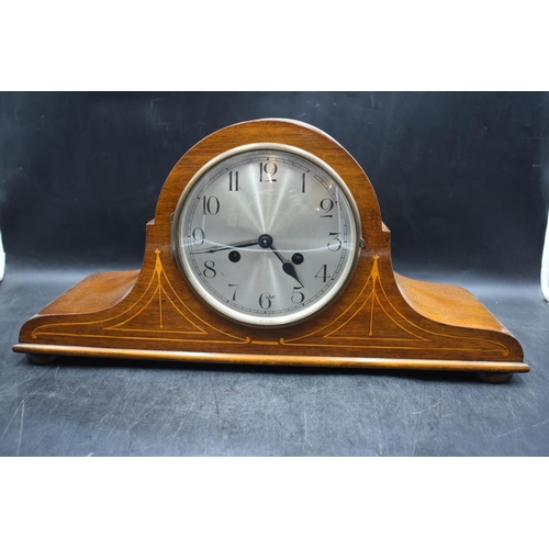 80 - German Wood Cased Napoleon Mantle Clock Complete with Pendulum