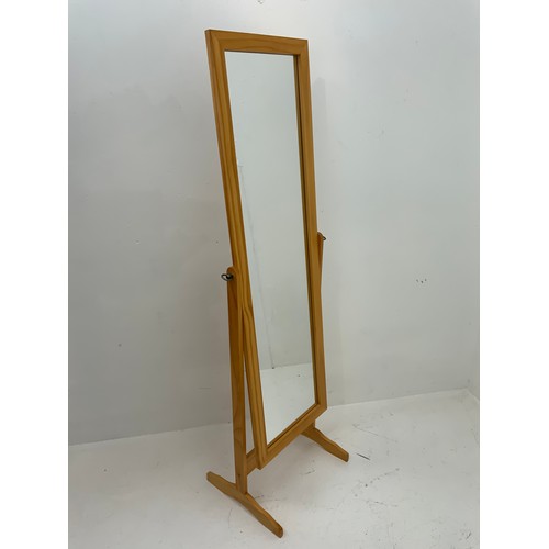 108 - Free Standing Cheval Mirror in Pine Frame