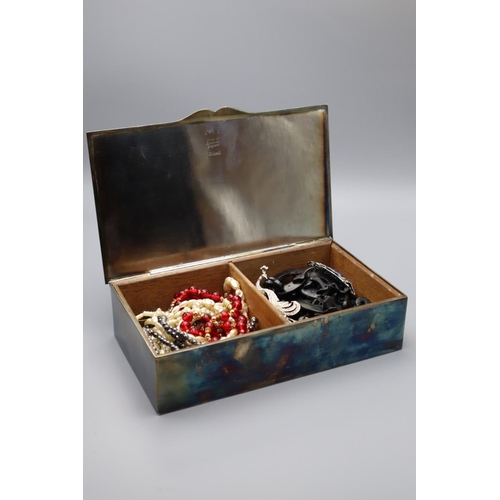 65 - Silver Plated wood lined Storage Box Containing a Selection of Mixed Jewellery