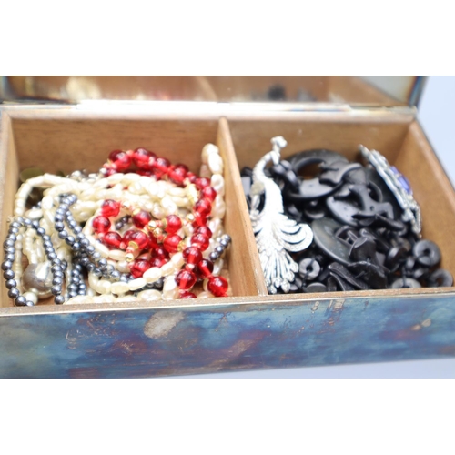 65 - Silver Plated wood lined Storage Box Containing a Selection of Mixed Jewellery