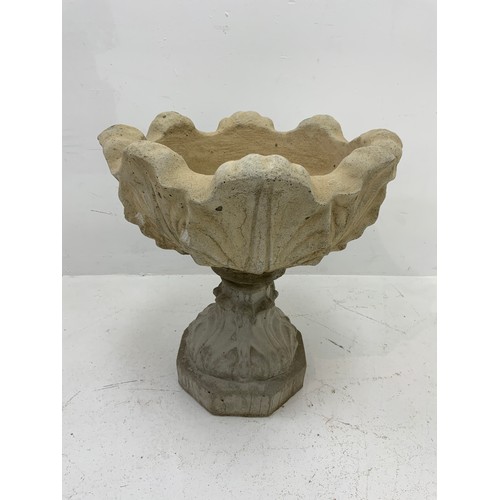 465 - Heavy Concrete 2 Part Garden Planter on Pedestal Base (18” Dia)