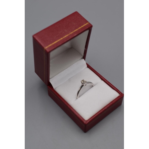 14 - Silver 925 Solitaire Ring (Size Q) Complete with Presentation Box