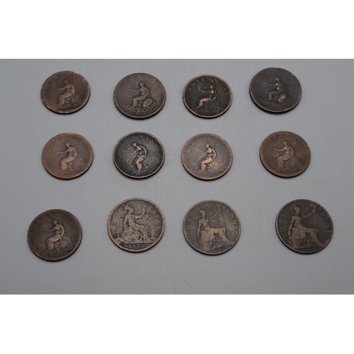 48 - Selection of 12 Georgian and Victorian Pennies