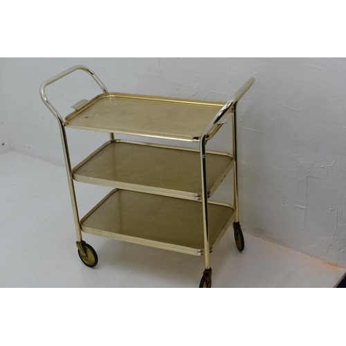 230 - Vintage Woodmet Three Tier Trolley Drinks Tea with Detachable Serving Tray