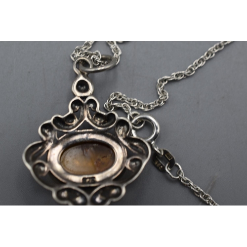 25 - Silver 925 Amber Pendant on Silver 925 Chain