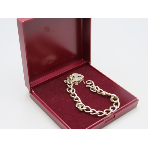 48 - Hallmarked London Silver Bracelet with Safety Chain and Padlock Clasp