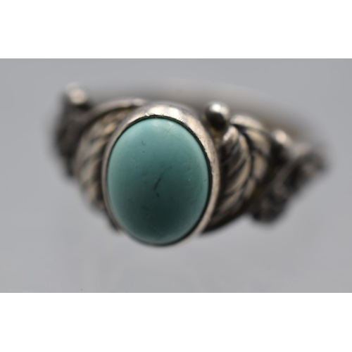 57 - Silver 925 Turquoise Stoned Ring (Size Q) Complete with Presentation box