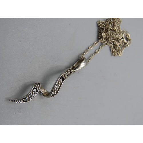 66 - Silver 925 Diamte Horn pendant Complete with Chain and Presentation Box