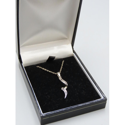 66 - Silver 925 Diamte Horn pendant Complete with Chain and Presentation Box