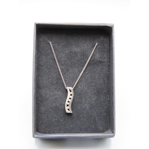 71 - Silver 925 5 Stone Pendant Complete with Chain and Presentation Box