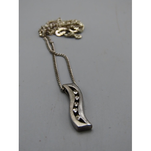 71 - Silver 925 5 Stone Pendant Complete with Chain and Presentation Box