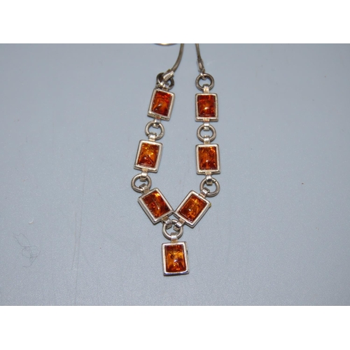 73 - Silver 925 Amber Stoned Necklace Complete with Presentation Box