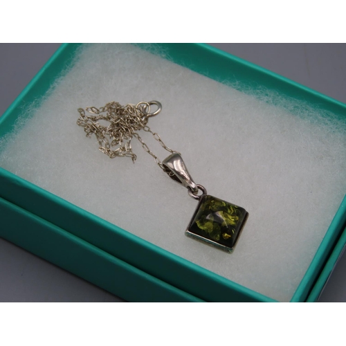 74 - Silver 925 Tigers Eye Style Pendant Necklace Complete with Presentation Box