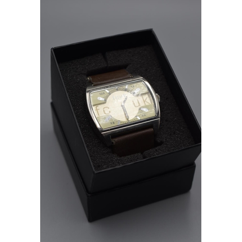 81 - Gents FCUK Designer watch in original box with instructions