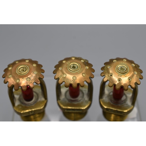 90 - Three Brass Fire system Sprinkler Heads ex ROF Euxton stock