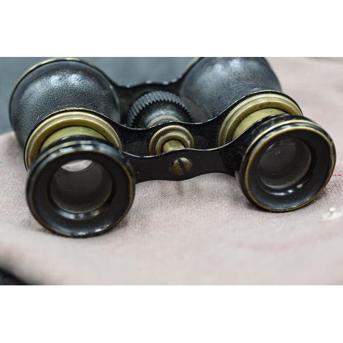 93 - Vintage Brass Binoculars in pouch