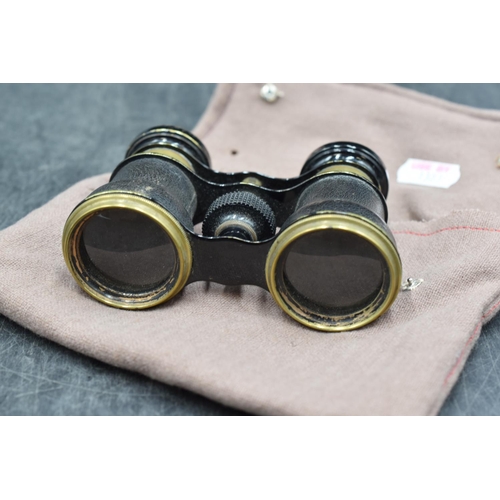 93 - Vintage Brass Binoculars in pouch