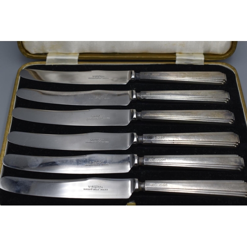 109 - Set of Six Art Deco Sterling Silver Handled Knives in original Case